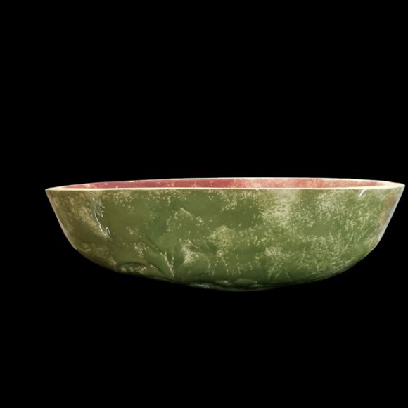 VINTAGE SERVING BOWL -- Watermelon, Deep, Long, Heavy, Food Safe, Never Used - Picture 3 of 9